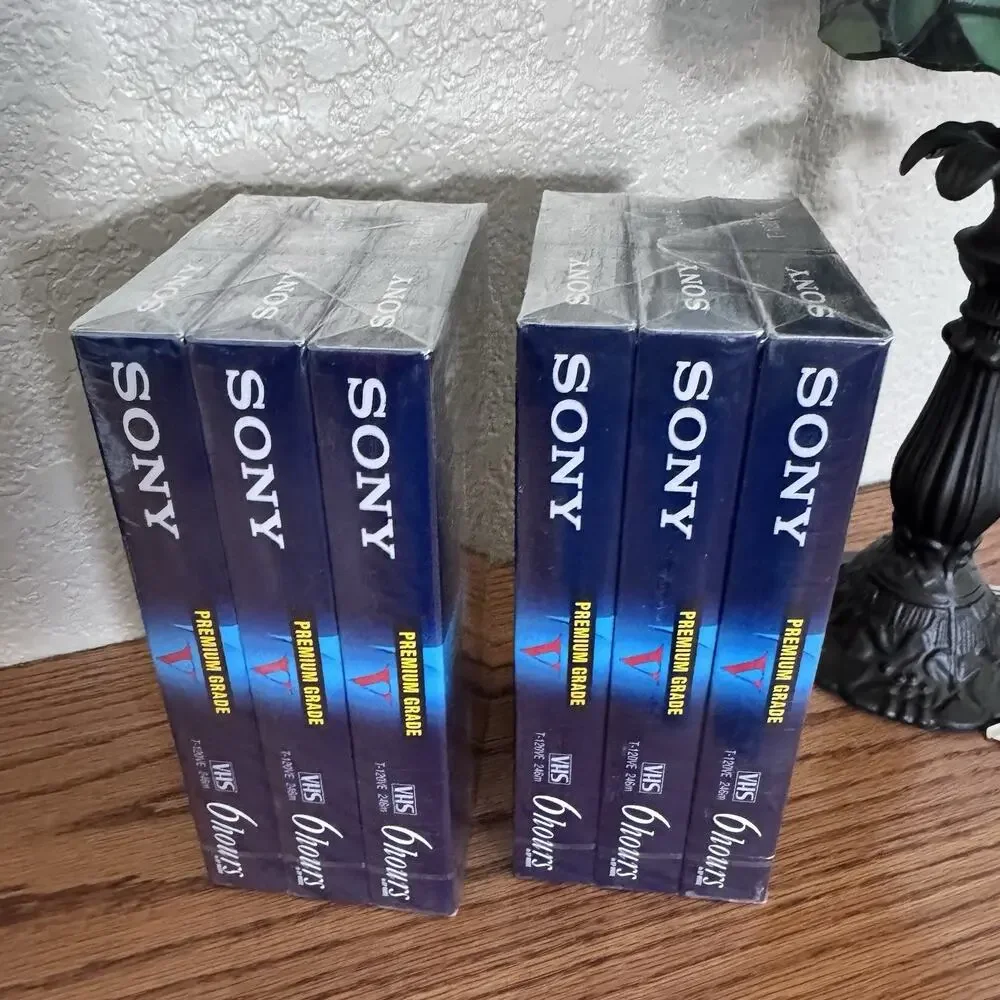 New/ Sealed Sony 6 Hrs Blank VHS Tapes T120 Standard Grade Lot of 6